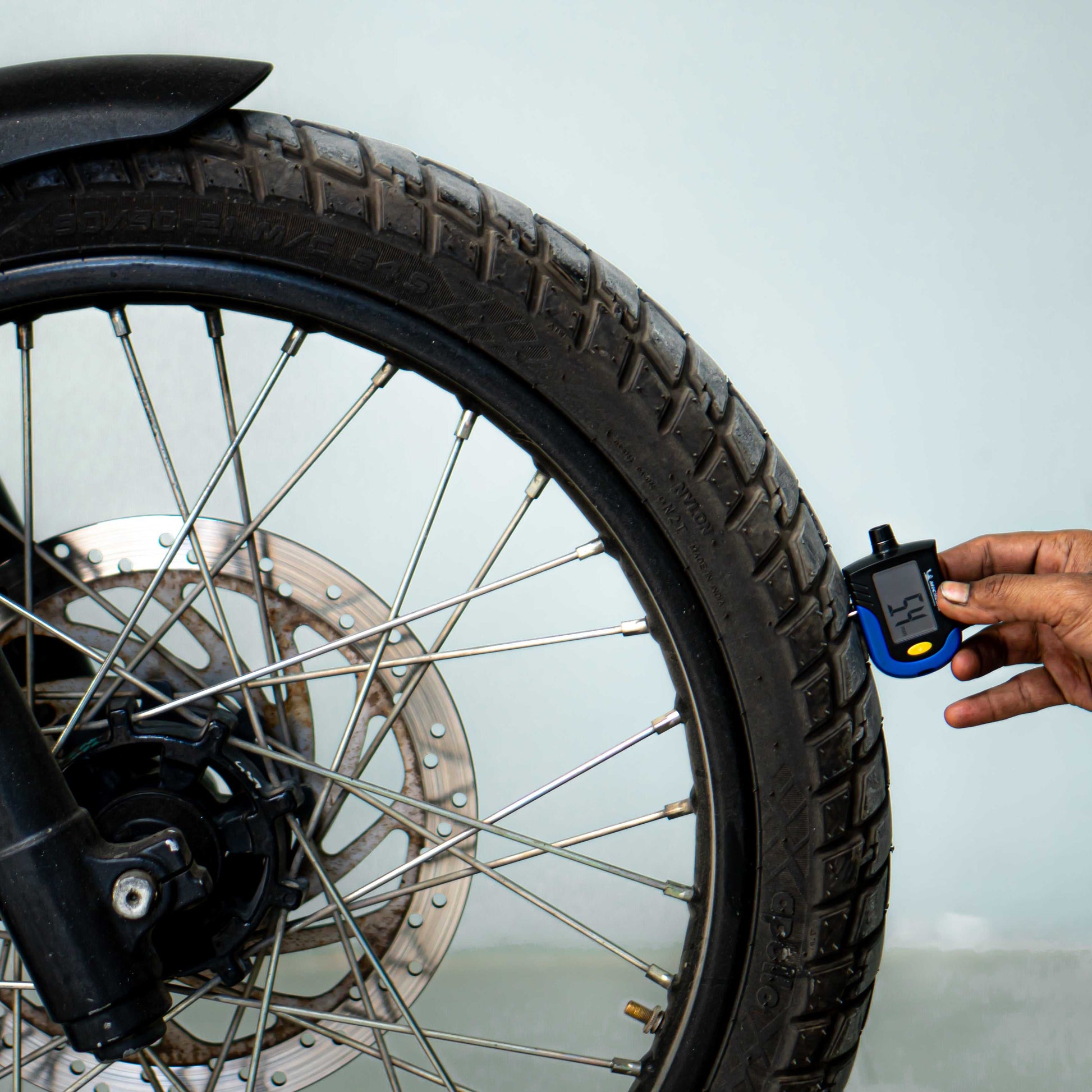 TVS Apache RTR front tyre condition tread depth used bike Gurgaon inspection close up