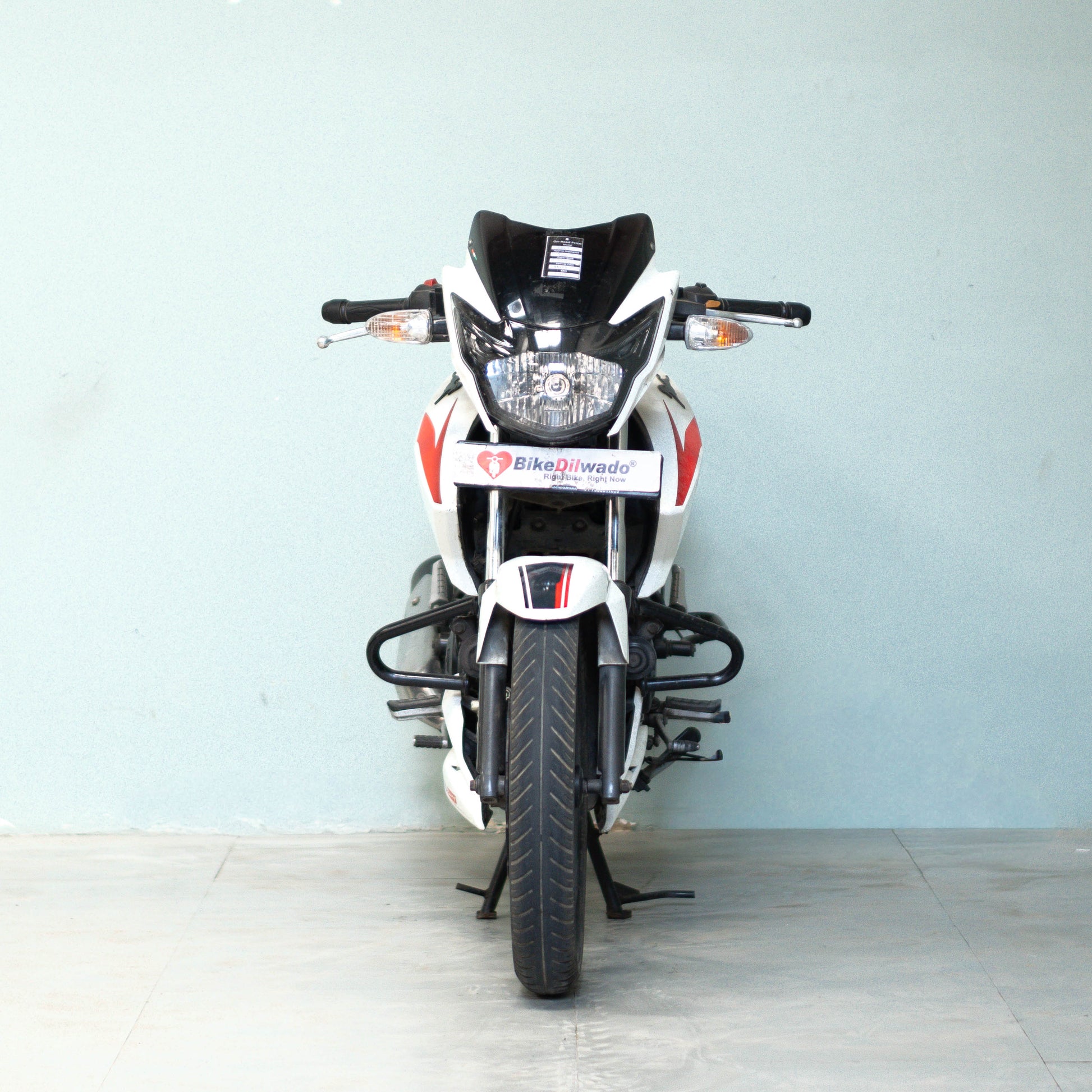 Motorcycle with visible branding on a light blue background TVS Apache RTR 160 4V Used Bike for Sale in Gurgaon