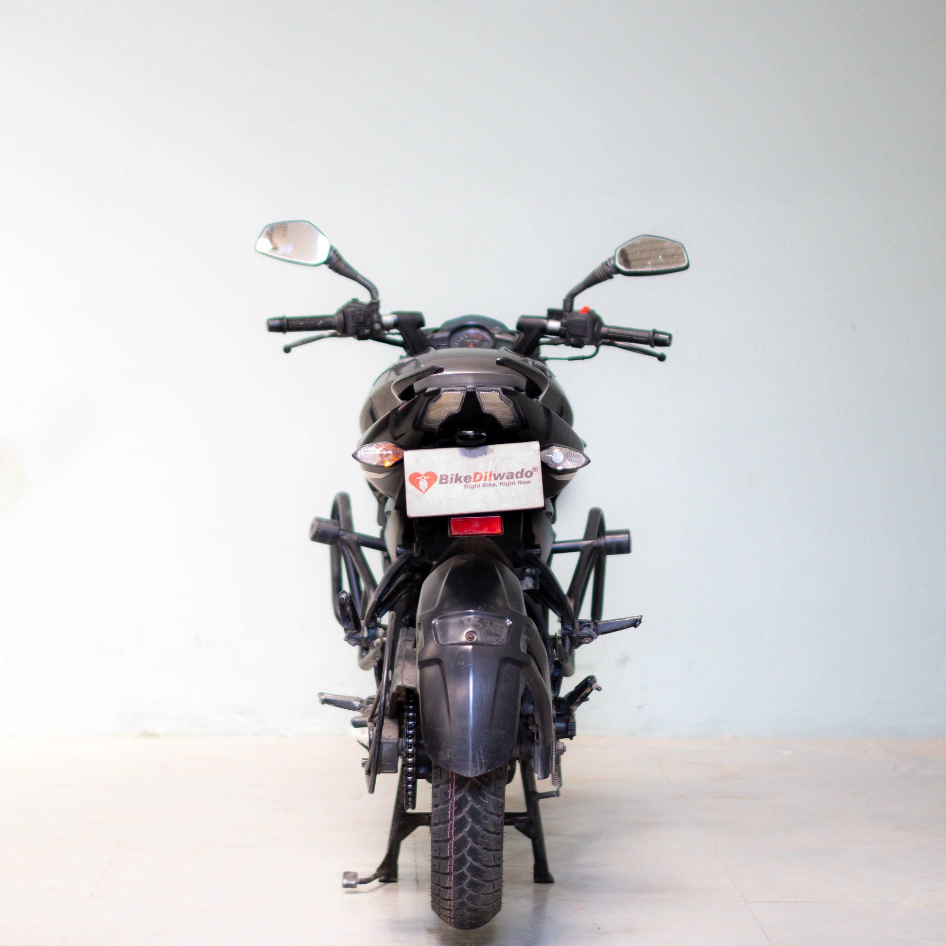 Black motorcycle on a white background